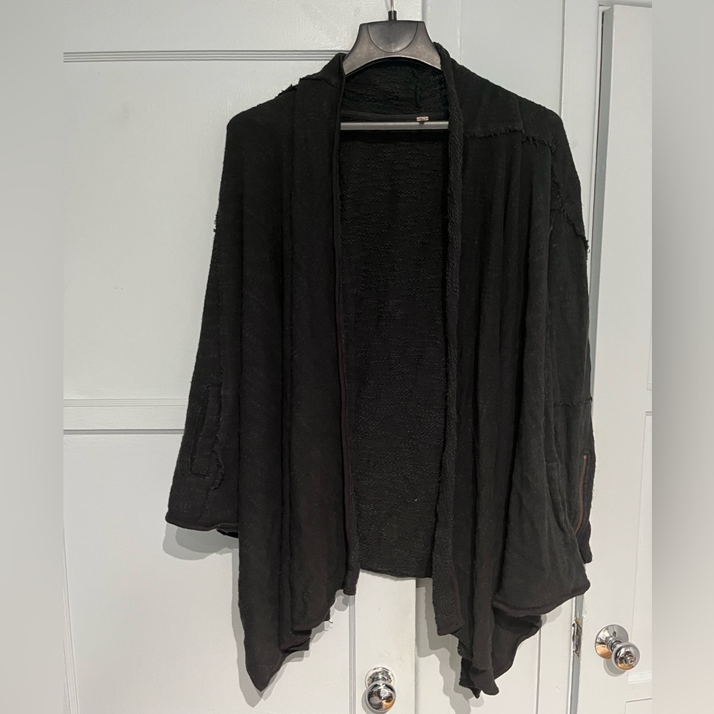 Free People In The Loop Women's Black Open Front Cardigan - Picture 2 of 6